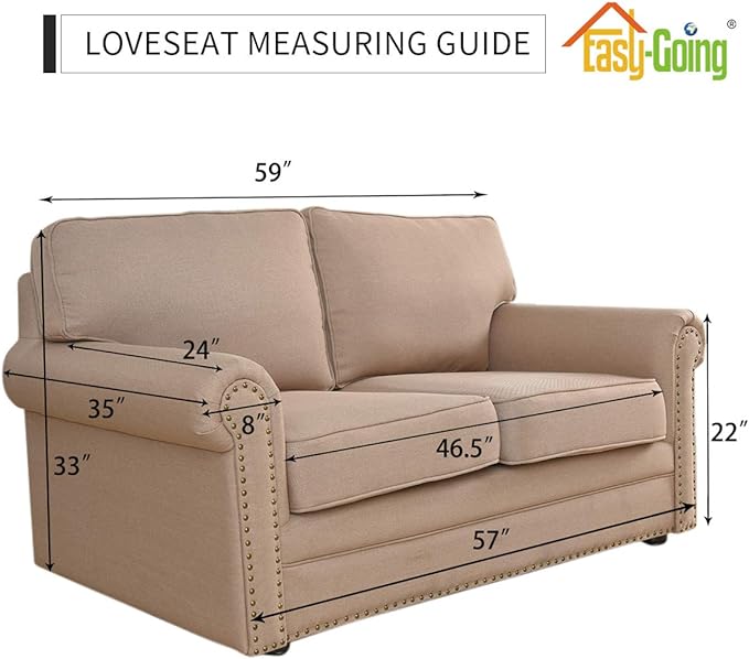Easy-Going Stretch Loveseat Slipcover 1-Piece Sofa Cover Furniture Protector Couch Soft with Elastic Bottom for Kids Polyester Spandex Jacquard Fabric Small Checks (Loveseat, Taupe)
