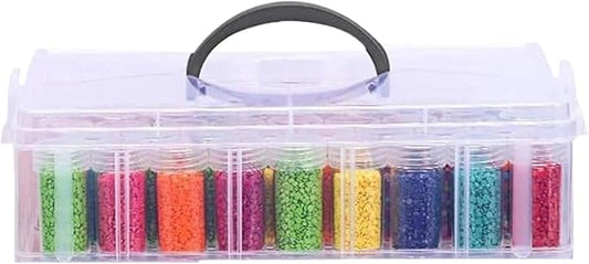 Diamond Art Storage Container, 4-Tier Organizer with 200 Slots, Clear Plastic Case with Handle for Beads and Painting (1-Tier)