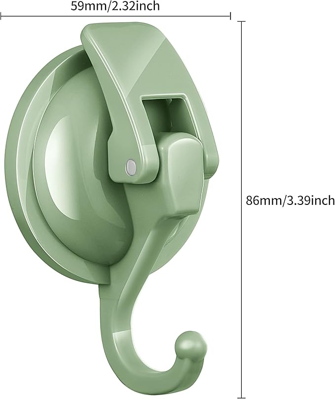 Heavy Duty Vacuum Suction Cup Hooks, Pastel Green Plated Polished Super Suction for Kitchen Bathroom, 2 Pack