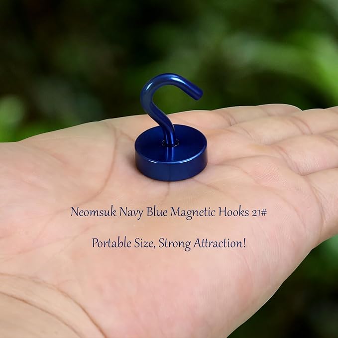 Neosmuk Magnetic Hooks, Cruise Ship Essentials, 4lb+ Heavy Duty Magnetic Hooks for Cruise Cabins, Refrigerator, Grill, Hanging, and Travel | Extra Strong Must-Haves Magnet Hook,Navyblue,Pack of 4
