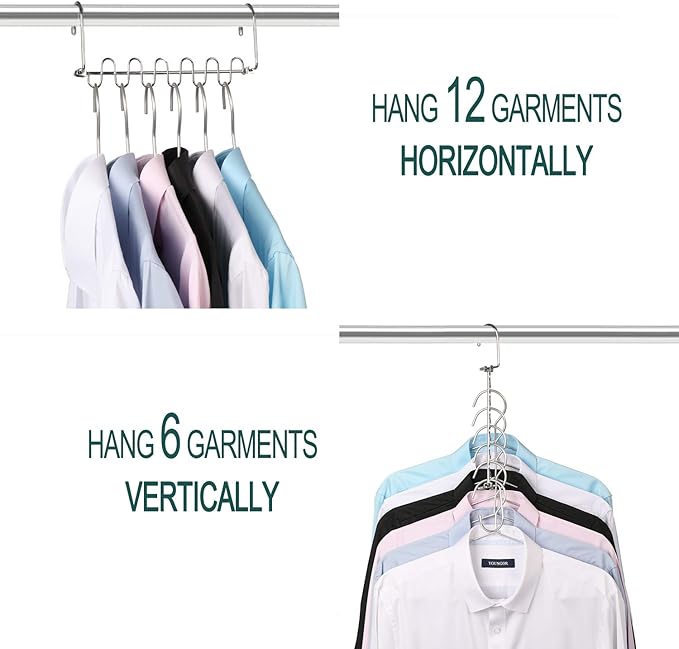 GEFTOL Metal Space Saving Hangers 12 Slots New Version Hanger Magic Cascading Hanger Closet Wardrobe Clothes Organizer(20 Pack)