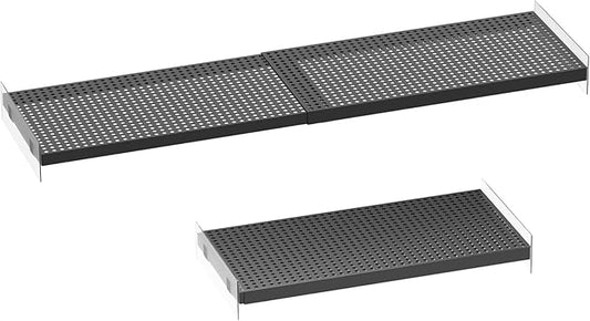 Adjustable Closet Shelves Organizers, Expandable for Cabinet Rack Storage Wardrobe Tension Shelving for Pantry Cupboard Kitchen (2 Perforated, W:7.87" x L: 17" to 31")