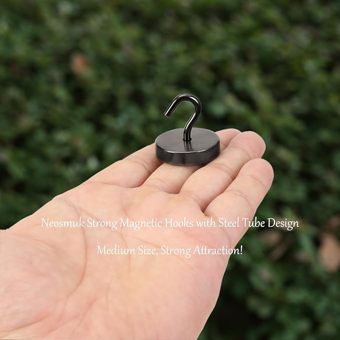 Neosmuk Magnetic Hooks, Cruise Ship Essentials, 10lb+ Heavy Duty Magnetic Hooks for Cruise Cabins, Refrigerator, Grill, Hanging, and Travel | Extra Strong Must-Haves Magnet Hook,Gunmetal