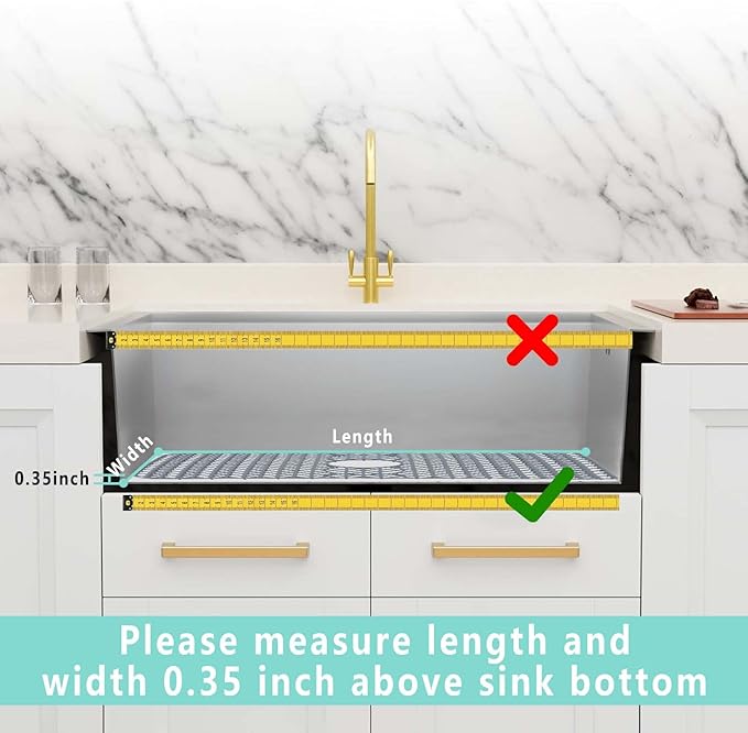 AWOKE Sink Protectors for Kitchen Sink - 24"x 12.5" Sink Mat - Heat resistant Easy-clean Silicone Sink Mat - for Protection of Stainless Steel Sink - with 3 Reserved Holes (Grey)
