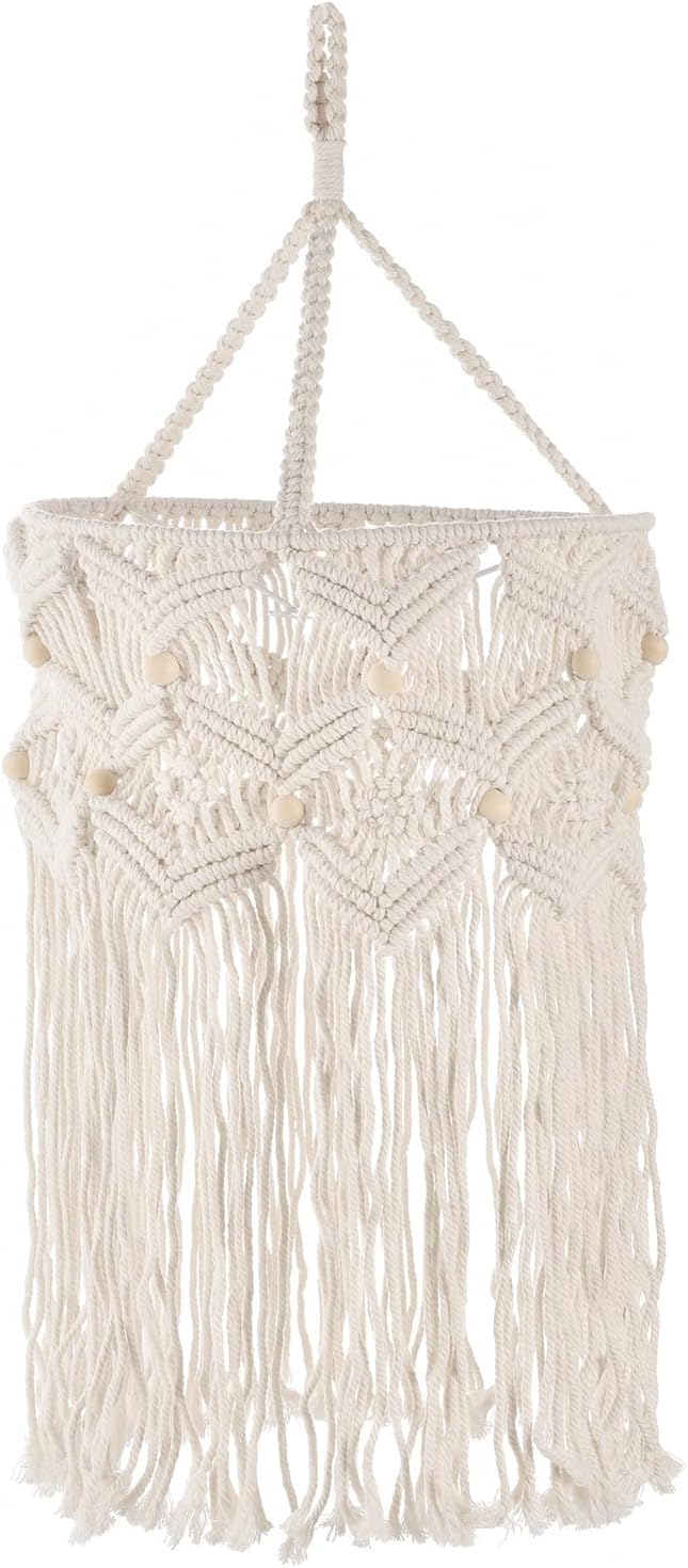 Handcrafted Boho Cotton Lamp Shade with Tassels (Bulb Not Included)