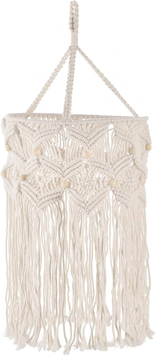 Handcrafted Boho Cotton Lamp Shade with Tassels (Bulb Not Included)