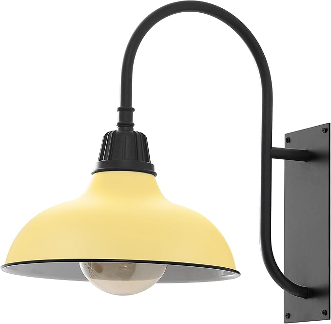 JONATHAN Y JYL7614H Stanley 12.25" 1-Light Farmhouse Industrial Indoor/Outdoor Iron LED Gooseneck Arm Outdoor Sconce for Entryway Lobby Kitchen Bathroom Bedroom Living Room Hallway, Matte Yellow
