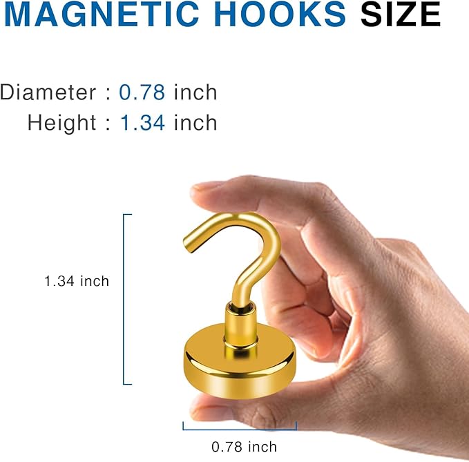 LOVIMAG Cruise Must Haves - 50Lbs Yellow Magnetic Hooks for Cabins, Door Magnets, Refrigerator, Ceiling - 12 Pack