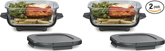 Ninja 6 Cup TempWare Glass Container with Leak-Proof Storage lid, Compatible Crispi Portable Cooking System, Microwave, Freezer and Dishwasher Safe, PFAS Free Glass Cooking Surface