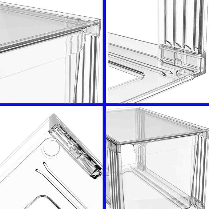 2Pack/4Pack Large-Capacity Stackable Storage Drawers for Organizer,Clear Acrylic Ample Bins,Easily Assemble,for Bathroom Closet/Kitchen Cabinets/Vanity/Undersink/Pantry Organization (4)