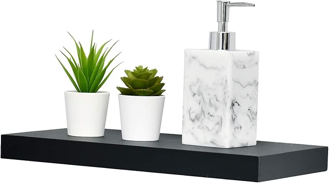 WELLAND Simons Floating Wall Shelf Ledge Shelves, 18-Inch, Black
