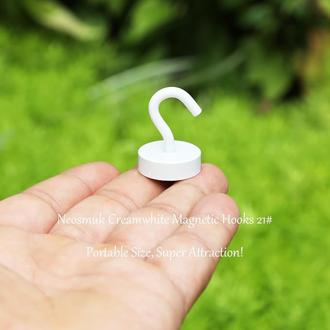 Neosmuk Magnetic Hooks, Cruise Ship Essentials, 4lb+ Heavy Duty Magnetic Hooks for Cruise Cabins, Refrigerator, Grill, Hanging, and Travel | Extra Strong Must-Haves Magnet Hook,White,Pack of 4