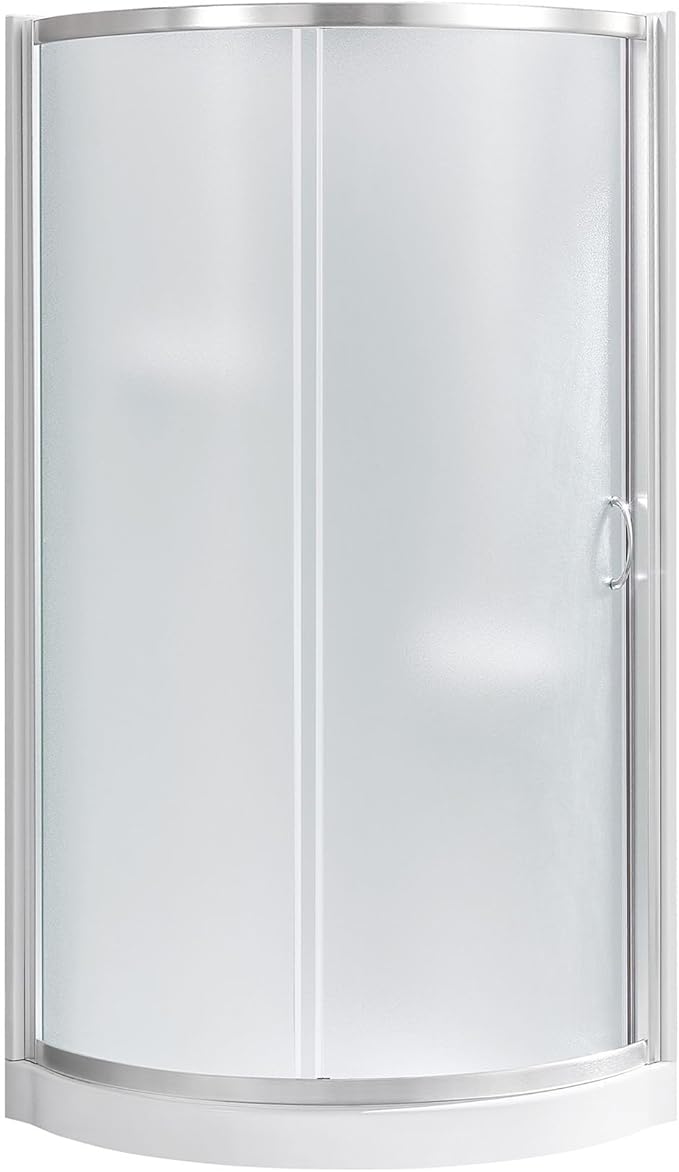 OVE Decors Breeze 32 in. Corner Shower Frosted Sliding Door with Included Base in Satin Nickel Finish