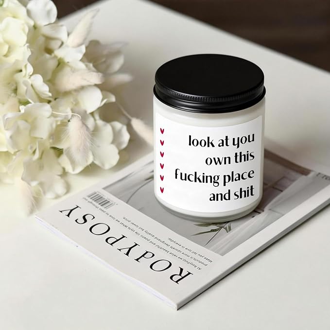 Haukea Funny House Warming Gifts New Home Housewarming Gifts New Home Gift Ideas for Women Men Couple First Apartment Essentials Homeowner Decor Closing Gift - Lavender Scented Candle 9 oz (Homes 3)