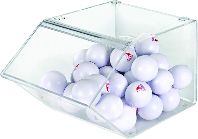 12" Acrylic Stacking Bin Display with Metal Hinged Lift-Open Lid