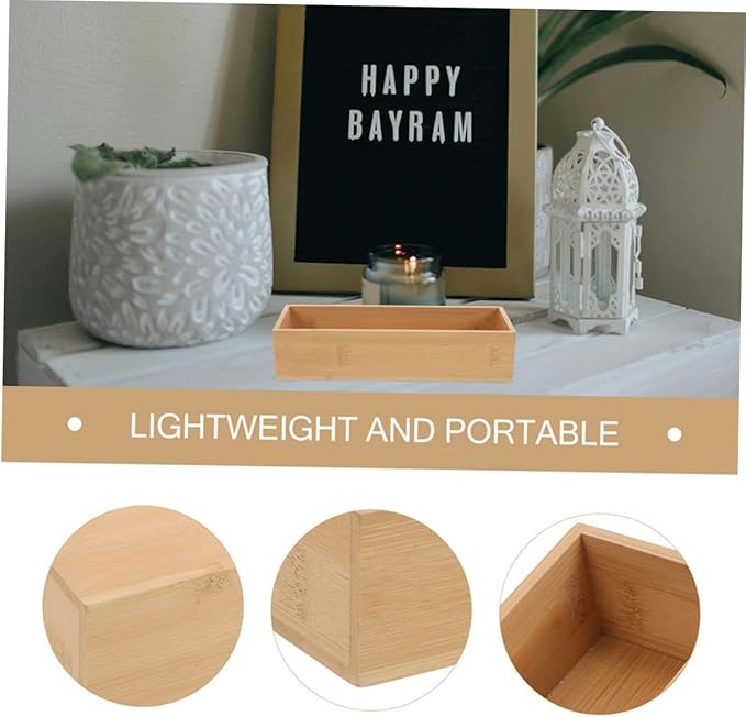 3pcs Organizer Lidless Storage Trays for Kitchen Bathroom Office Desk Solid Wood Construction Spacious Design Modern Minimalist Aesthetic