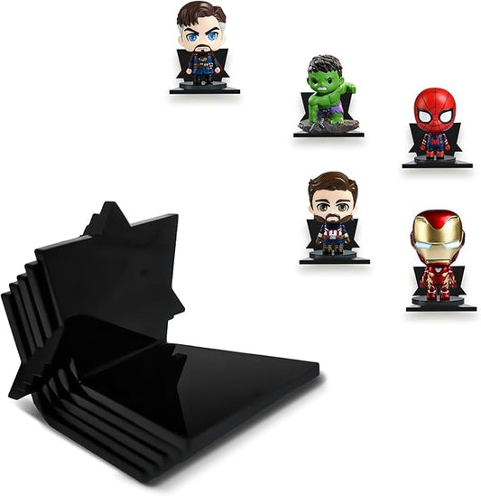 Acrylic Shelves for Wall - Small Floating Shelves with Magnetic Display for Lego, Funko Pop & Anime Figures - Clear Organizer for Bathroom, Bedroom, Living Room Or Kitchen（5 Pack Black ）
