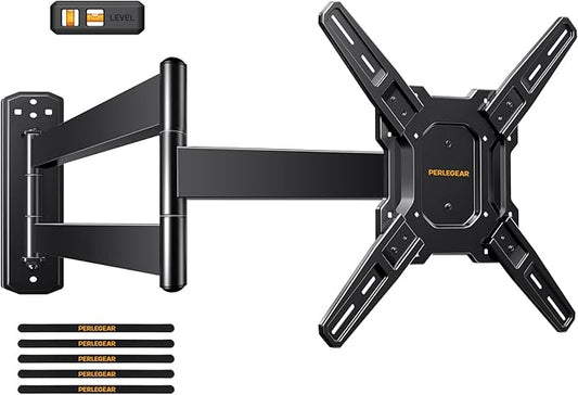 Perlegear Long Arm TV Wall Mount for 26-65 inch TVs up to 100 lbs, Corner TV Mount Bracket with 31.65” Extension, Swivel, Tilt Articulating Arms, Max VESA 400x400mm, Full Motion Wall Mount PGMF25B