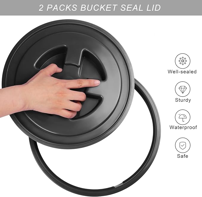 Aodaer 4 Pieces Seal Lid 5 Gallon Bucket Twist Lid Food Storage Container Lid Reusable Plastic Seal Lid Food Storage Container Lids, Mixed Colors