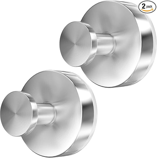 Suction Cup Hooks for Shower, 2 PCS No-Drill Towel Holder for Bathrooms Wall, Glass Door, Mirror, Tiles, Kitchen, Hold Robe & Wreath, Hanging up to 15 lbs – Waterproof & Rustproof, Loofah-Silver