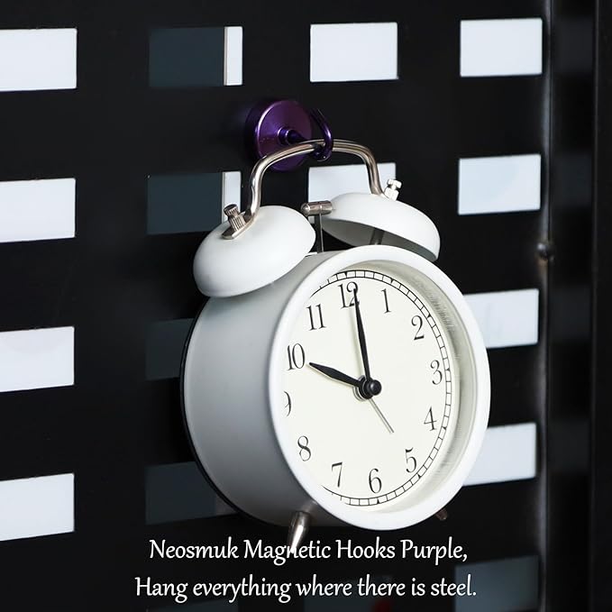 Neosmuk Magnetic Hooks Heavy Duty,Strong Magnet with Hook for Fridge, Super Neodymium Extra Strength Industrial Hooks for Hanging, Magnetic Hanger for Toolbox, Cruise, Grill(Purple,4 Pack)