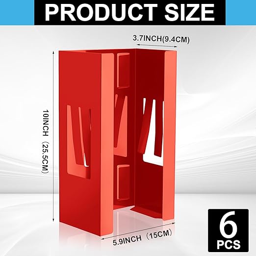 Lounsweer 6 Pcs Magnetic Glove Dispenser Holders Boxes of Gloves Commercial Quality Towels Wipes Paper Tissue Box Holder Wall Mount Kitchen Fridge Office Workshops Garage Tool Hospital(Red)