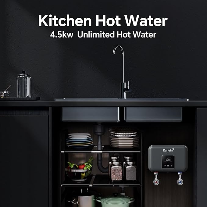 GEN II Ranein Electric Tankless Water Heater Ultra Edition, 8kW, 240V, On Demand Instant Endless Water Heater with LED Display, Point of Use, Compact Under-sink Design for Bathroom and Kithcen