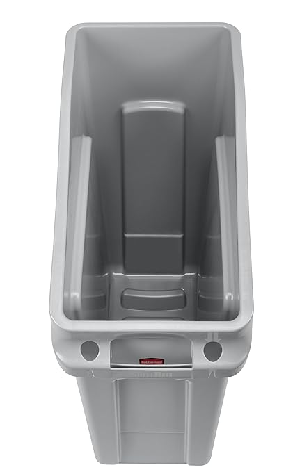 Rubbermaid Commercial Products Slim Jim Under-Counter Trash Can with Venting Channels 13-Gallon Gray Fits Under Desk/Cabinet/Sink Pack of 1