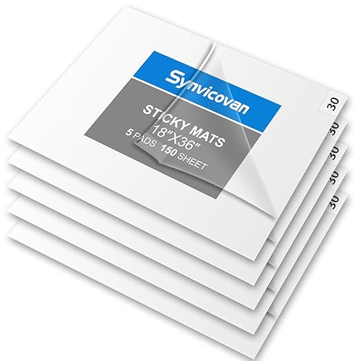 18" x 36" White Sticky Mat Tacky Pads Adhesive Floor Mat (5 Packs,150 Sheets,30 Sheets/Pack） for Cleanroom Laboratory Hospital Construction Pets Home Indoor Gymnasium and Workshop