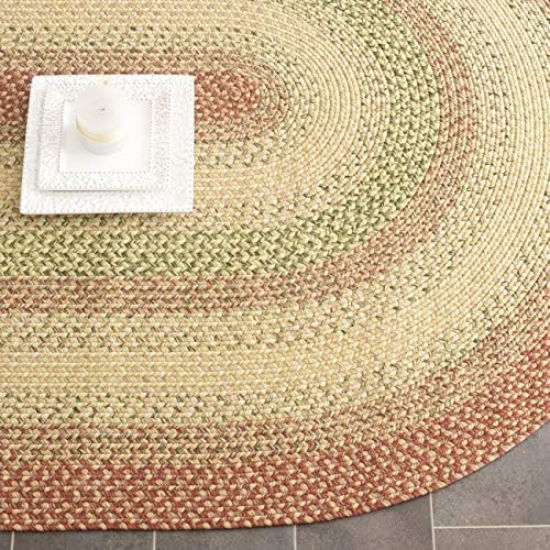 SAFAVIEH Washable Rug Outdoor Braided Collection - 6' Round, Rust & Multi, Handmade & Reversible, Non-Shedding & Easy to Clean, Ideal for Patio, Backyard, Mudroom (BRD303A)