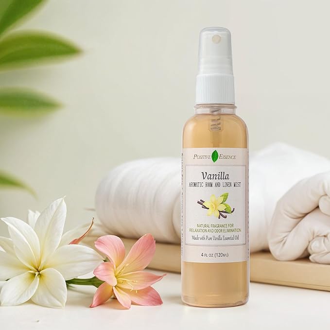 Vanilla Linen and Room Spray, Natural Home Fragrance Made with Pure Vanilla Essential Oil, Perfect Bathroom Air Freshener or Linen Spray