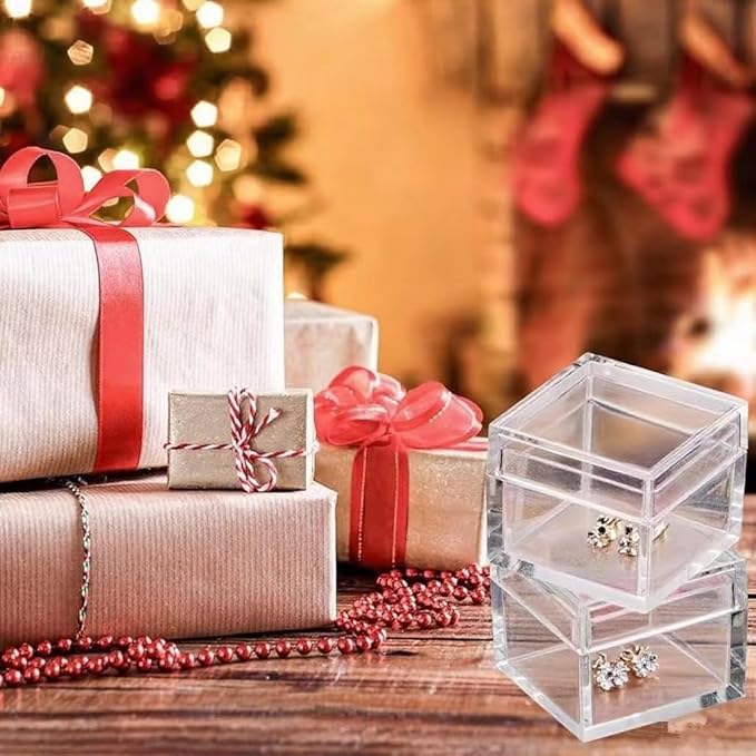 KissYou Small Acrylic Box with Lid Clear Candy Boxes for Display Party Decoration Plastic Square Cube