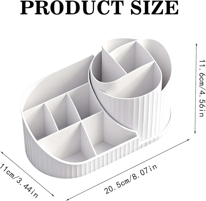 Makeup Organizer with Rotating Brush Holder Cosmetic Storage for Dresser Vanity and Bathroom Countertop Skincare Organizer for Vanity, Cosmetic Display Case for Lipstick, Skincare, Brushes, Eyeshadow