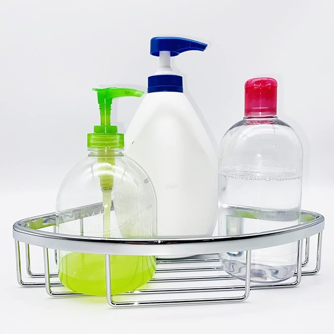 Classic Shower Corner Basket For Bathroom Shampoo Soap Holder Brass Material Polished Chrome