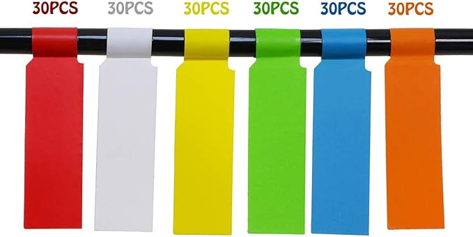 Mini Skater 180 Packs Self Adhesive Cable Labels Waterproof Assorted Color Tear Resistant 6 Sheet Label Stickers for Office Work School Computer Cord Laser Printer