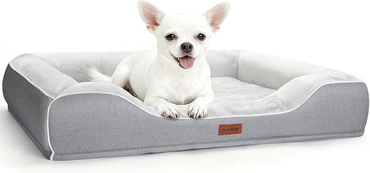 Orthopedic Small Dog Bed Washable for Small Size Dogs,Cooling Gel Memory Foam Sofa Bed with Removable Waterproof Cover & Sides,for Old Pets or Cat with Joint Pain,24"x18"x6"Grey