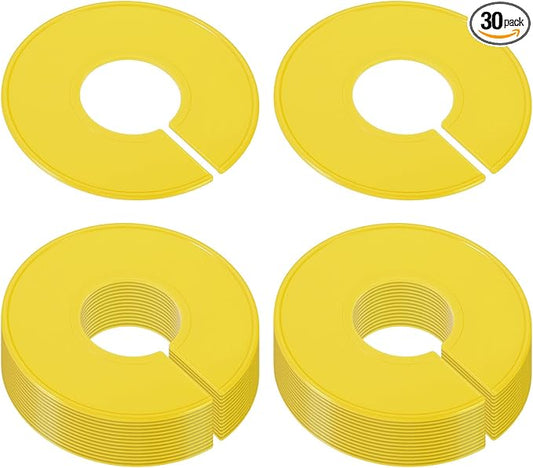 PATIKIL Clothes Dividers for Hanging Clothes, 30 Pack Closet Clothing Rack Size Dividers Blank Labels Sorting Round Separator for Closet, Yellow