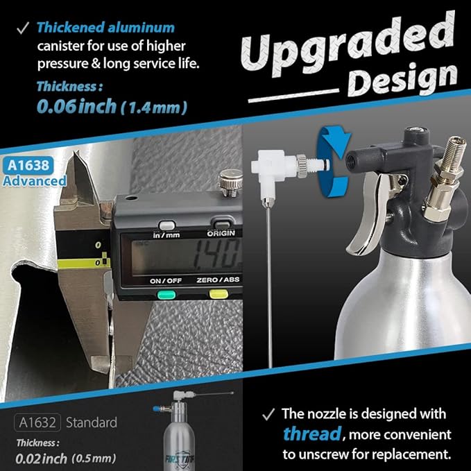 FIRSTINFO Patented Max. Pressure 140psi / 620ml Thickened Aluminum Canister Refillable High Pressure Aerosol Spray Can w/Storage Holder