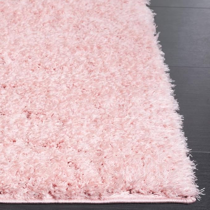 SAFAVIEH Lindsay Shag Collection Area Rug - 5'3" x 7'6", Pink, Contemporary Design, Ideal for High Traffic Areas in Living Room, Bedroom & Dining Room (LNS560U-5)