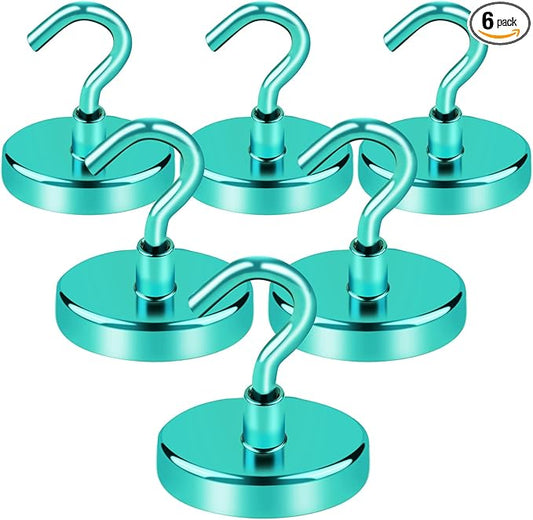 LOVIMAG Cruise Ship Essentials, 120Lbs Cruise Door Magnets, Green Cruise Magnetic Hooks, Magnetic Hooks Heavy Duty for Hanging Celling, Grill, Refrigerator Kitchen-6 Pack