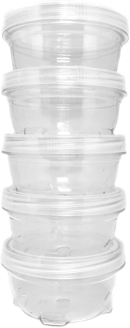 Storage Containers Clear Stackable Interlocking Detachable with Lid 5 for Beads Food Jewelry Coins Medicine Screws Nuts - 3 1/2" Round