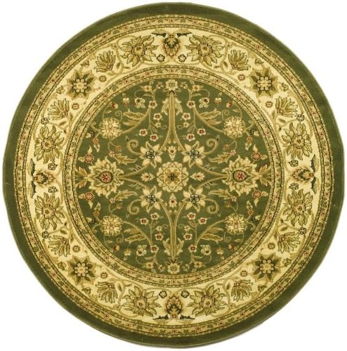 SAFAVIEH Lyndhurst Collection Area Rug - 5'3" Round, Sage & Ivory, Traditional Oriental Design, Non-Shedding & Easy Care, Ideal for High Traffic Areas in Living Room, Bedroom (LNH212C)