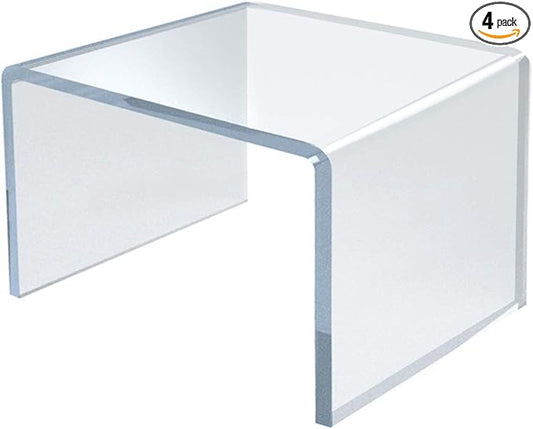 Azar Displays 515328 2.5" Square Acrylic Riser, Clear (4 Pack)