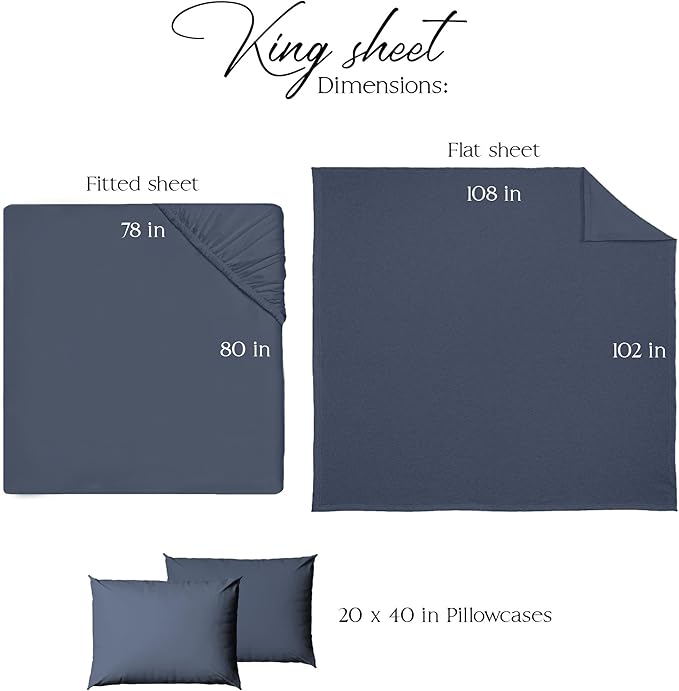 Northwest Ashford Home Essentials Bedding, 4 Piece King Size Sheet Set, Estate Blue