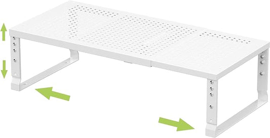 Expandable Adjustable Stackable Kitchen Organizer, Spice Rack,Metal Pantry Storage Shelves Racks,Counter Shelf for Cabinets, Countertop, Cupboard (1 Pack/Large/White)
