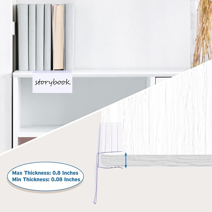 Meetory Shelf Label Holder,100PCS Reusable Plastic Wire Shelf Label Holder,Clear Shelf Tags for Wire Shelving for Shopping Mall，Retail Store with Insert Card