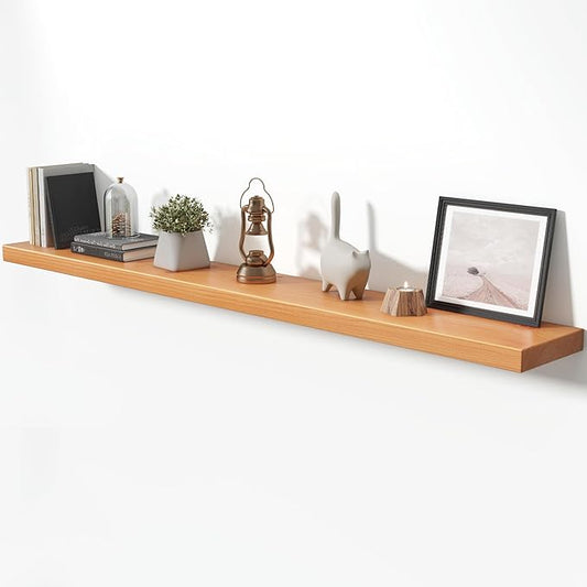 Floating Shelves for Wall, 72"Wx9.3"D USA-Sourced Douglas-Fir Solid Wood Rustic Wall Shelves with Heavy Duty Invisible Bracket, Nursery Book Storage Display Shelf for Bathroom, Set of 1, Natural