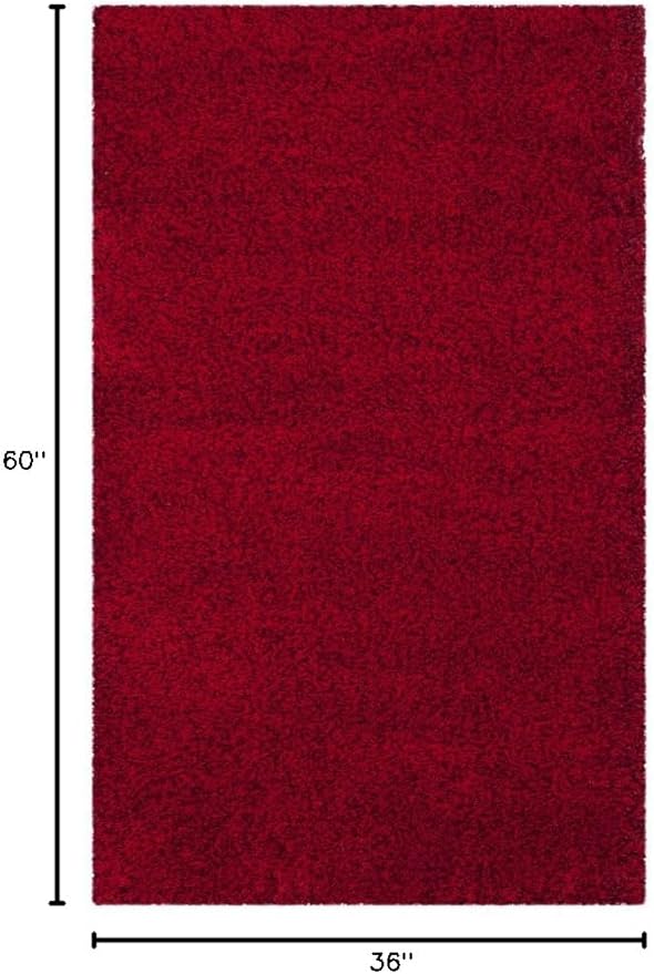 SAFAVIEH Santa Monica Shag Collection 3' x 5' Red SGN725 Solid Non-Shedding Living Room Bedroom Dining Room Entryway Plush 2-inch Thick Area Rug