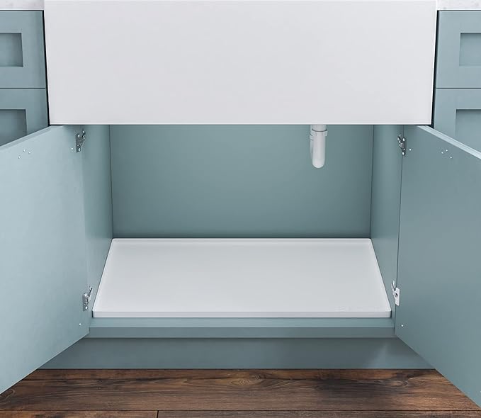 BASIN - Heavy Duty Under Sink Mat - The Original Silicone Under Sink Mats for Kitchen Waterproof - Cabinet Liner - Organizers and Storage - Under Sink Cover Kitchen Cabinet Liner White 22x22