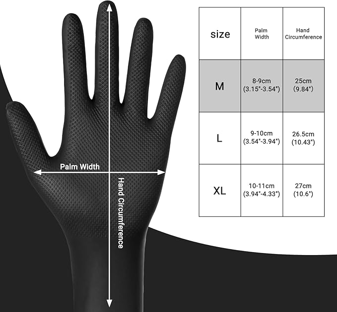 Black Nitrile Gloves Medium - 100 PCS Heavy Duty Disposable 10 Mil Nitrile Gloves for Cooking, Washing Dishes, Gardening, Cleaning, Painting, Mechanics Chemical Resistant & Oil Resistant